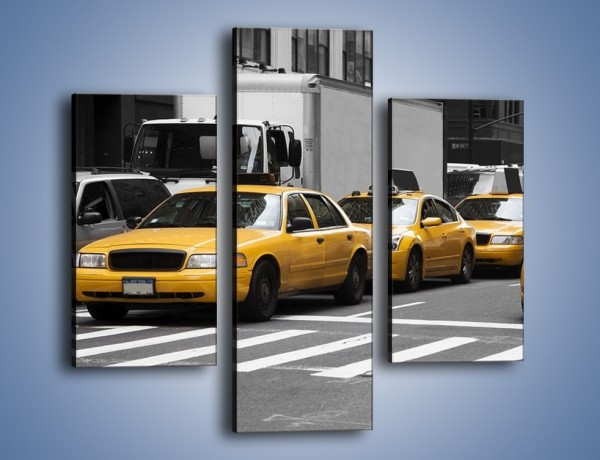 Obraz na płótnie – Amerykańskie taksówki w korku ulicznym – trzyczęściowy TM219W3