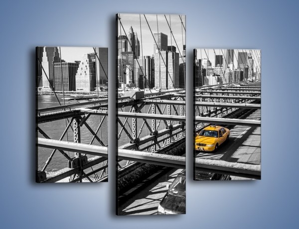 Obraz na płótnie – Taksówka na nowojorskim moście – trzyczęściowy TM224W3