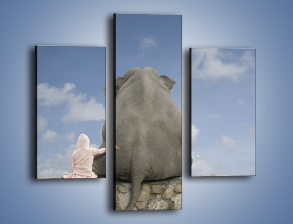 Obraz na płótnie – Przyjaźń ze słoniem na zawsze – trzyczęściowy Z121W3