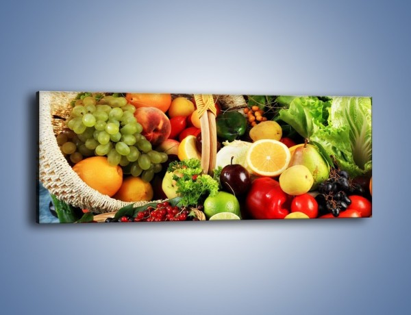 Obraz na płótnie – Kosz pełen owocowo-warzywnego zdrowia – jednoczęściowy panoramiczny JN059