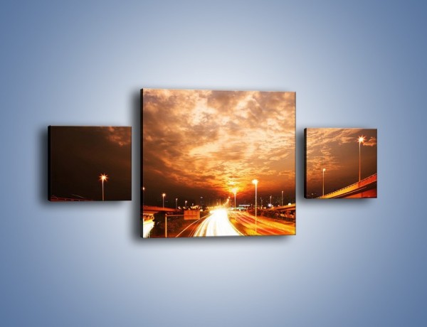 Obraz na płótnie – Oświetlona autostrada w ruchu – trzyczęściowy AM021W4