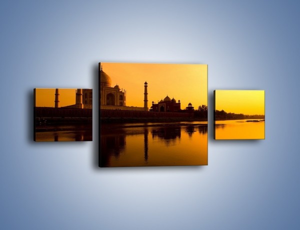 Obraz na płótnie – Taj Mahal o zachodzie słońca – trzyczęściowy AM075W4