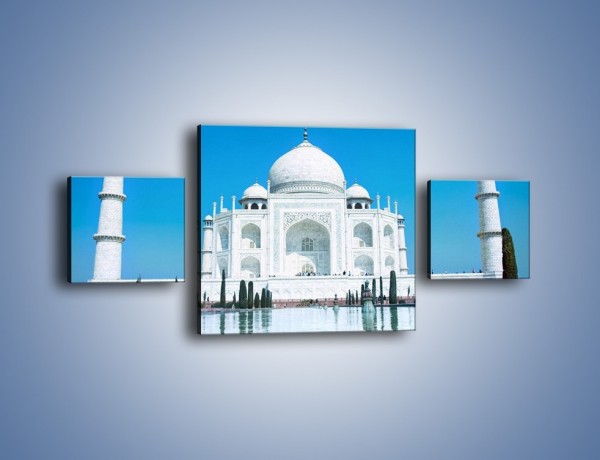 Obraz na płótnie – Taj Mahal pod błękitnym niebem – trzyczęściowy AM077W4