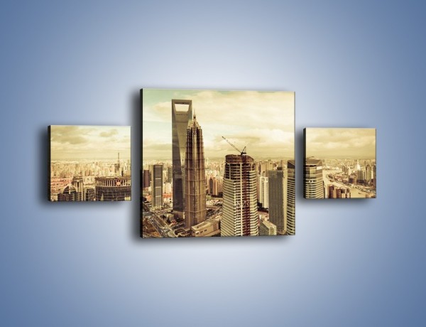 Obraz na płótnie – Panorama miasta w ciągu dnia – trzyczęściowy AM128W4