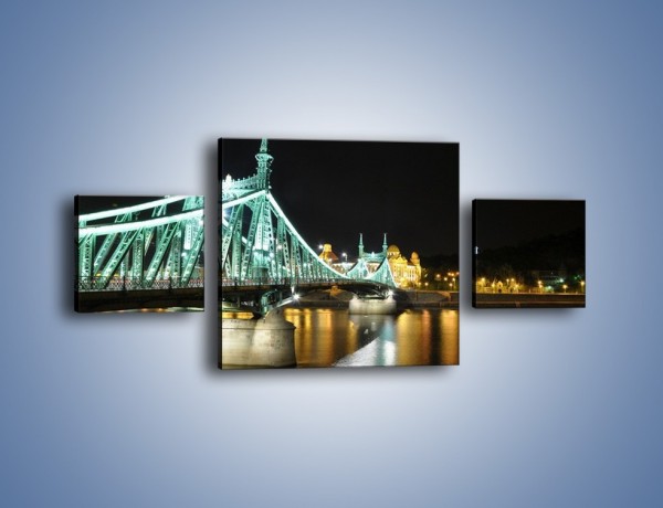 Obraz na płótnie – Oświetlony most w nocy – trzyczęściowy AM208W4