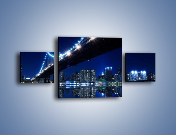 Obraz na płótnie – Oświetlony most w odbiciu wody – trzyczęściowy AM211W4