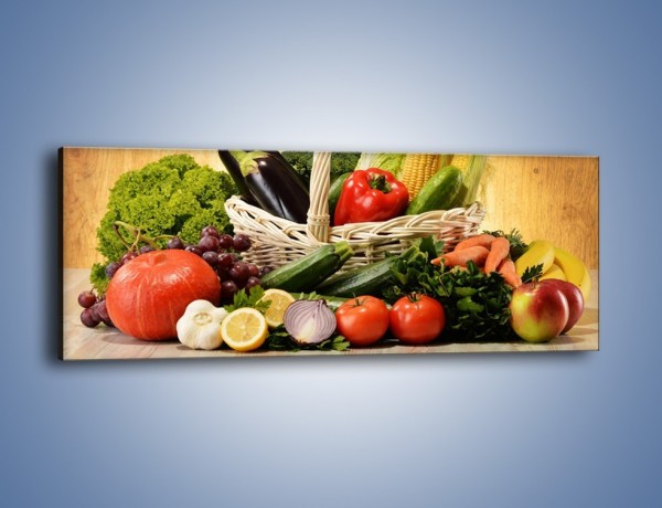 Obraz na płótnie – Kosz pełen warzywnych witamin – jednoczęściowy panoramiczny JN081