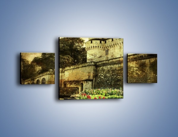 Obraz na płótnie – Zamek w stylu vintage – trzyczęściowy AM234W4