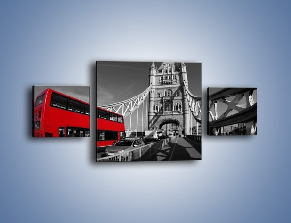 Obraz na płótnie – Tower Bridge i czerwony autobus – trzyczęściowy AM394W4
