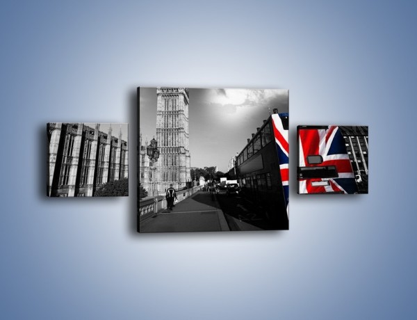 Obraz na płótnie – Big Ben i autobus z flagą UK – trzyczęściowy AM396W4