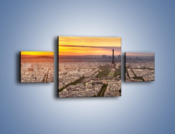 Obraz na płótnie – Zachód słońca nad Paryżem – trzyczęściowy AM420W4