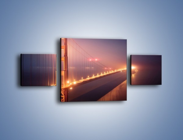 Obraz na płótnie – Most Golden Gate w nocnej mgle – trzyczęściowy AM490W4