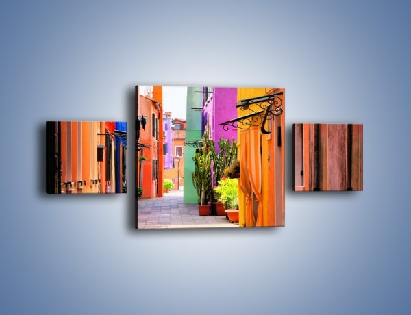 Obraz na płótnie – Kolorowa uliczka we włoskim Burano – trzyczęściowy AM509W4