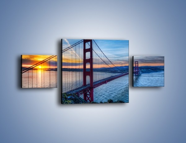 Obraz na płótnie – Wschód słońca nad mostem Golden Gate – trzyczęściowy AM539W4