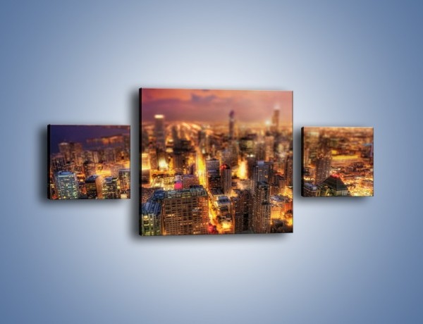 Obraz na płótnie – Rozmyta panorama Chicago – trzyczęściowy AM562W4