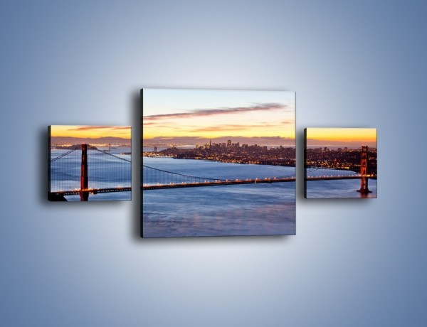 Obraz na płótnie – Most Golden Gate o zachodzie słońca – trzyczęściowy AM608W4