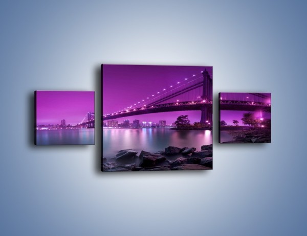 Obraz na płótnie – Manhatten Bridge w kolorze fioletu – trzyczęściowy AM619W4