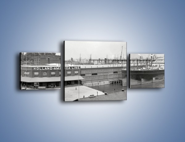 Obraz na płótnie – Amerykańskie doki na początku XX wieku – trzyczęściowy AM641W4