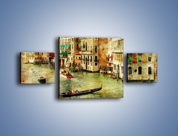 Obraz na płótnie – Weneckie Canal Grande w stylu vintage – trzyczęściowy AM643W4