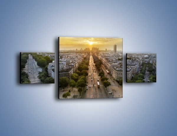 Obraz na płótnie – Zachód słońca nad Paryżem – trzyczęściowy AM649W4