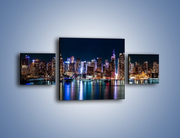 Obraz na płótnie – Nocna panorama Nowego Yorku – trzyczęściowy AM658W4