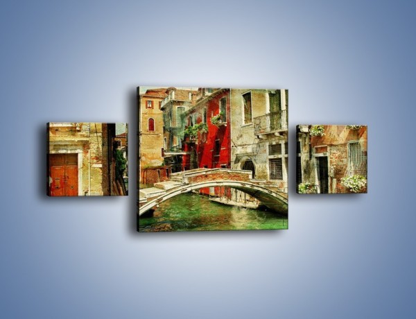Obraz na płótnie – Mostek nad kanałem w Wenecji vintage – trzyczęściowy AM688W4