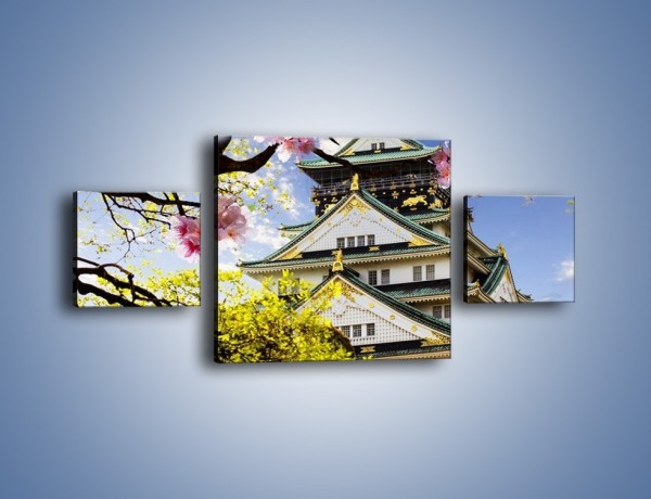 Obraz na płótnie – Zamek Ōsaka wśród kwiatów – trzyczęściowy AM704W4