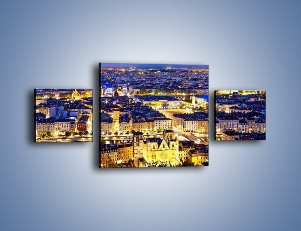 Obraz na płótnie – Nocna panorama Lyonu – trzyczęściowy AM707W4