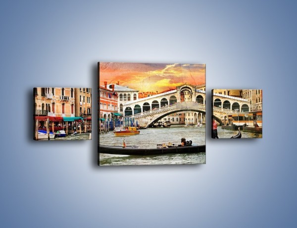 Obraz na płótnie – Most Rialto w Wenecji w stylu vintage – trzyczęściowy AM711W4