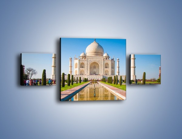 Obraz na płótnie – Taj Mahal pod błękitnym niebem – trzyczęściowy AM750W4