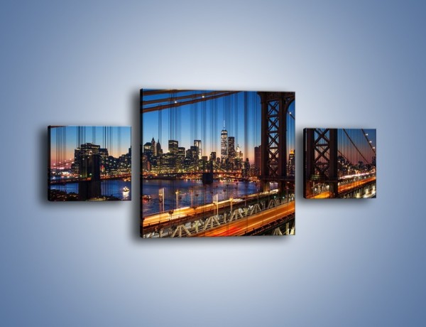 Obraz na płótnie – Nowojorskie mosty na tle Manhattanu – trzyczęściowy AM751W4