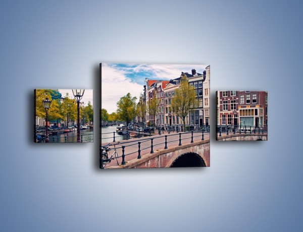 Obraz na płótnie – Kanał i most amsterdamski – trzyczęściowy AM759W4