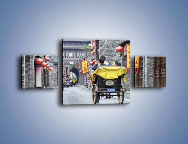Obraz na płótnie – Podróż rikszą w mieście Zhangjiakou – trzyczęściowy AM762W4
