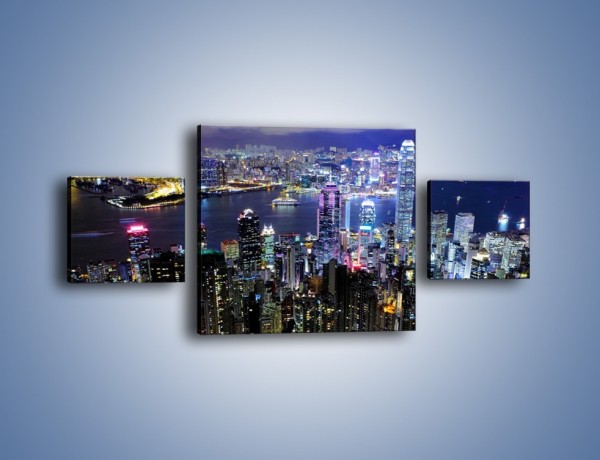 Obraz na płótnie – Nocna panorama Hong Kongu – trzyczęściowy AM772W4