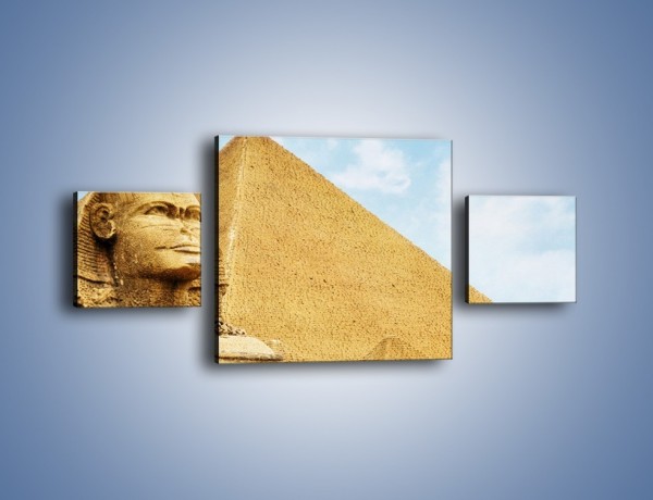 Obraz na płótnie – Sfinks i piramidy – trzyczęściowy AM782W4