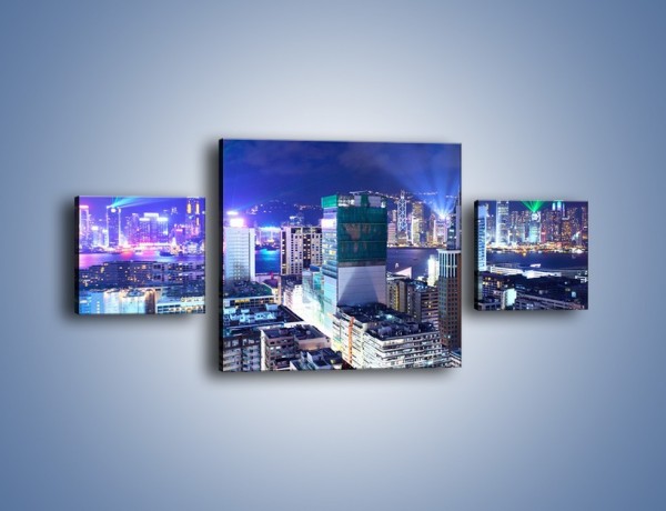 Obraz na płótnie – Pokaz laserów nad Hong Kongiem – trzyczęściowy AM796W4