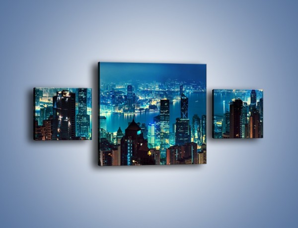 Obraz na płótnie – Panorama Hong Kongu w nocy – trzyczęściowy AM819W4
