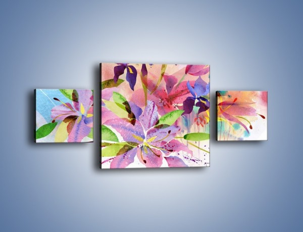Obraz na płótnie – Kolory zachowane w kwiatach – trzyczęściowy GR043W4