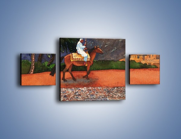 Obraz na płótnie – Arabski szejk na koniu – trzyczęściowy GR052W4