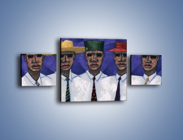 Obraz na płótnie – Nakrycia głowy i kolorowe krawaty – trzyczęściowy GR083W4