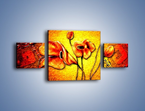 Obraz na płótnie – Kwiaty na płonącej tafli – trzyczęściowy GR558W4
