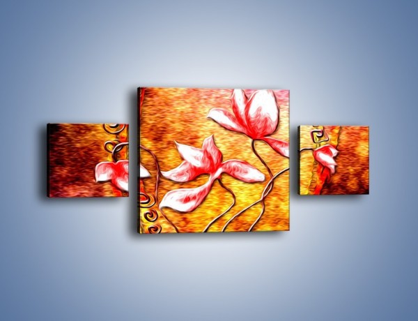 Obraz na płótnie – Kwiaty i ogień – trzyczęściowy GR565W4