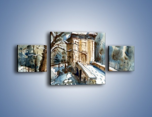 Obraz na płótnie – Zimowa porą przy kościółku – trzyczęściowy GR573W4