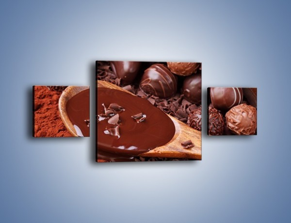 Obraz na płótnie – Praliny w płynącej czekoladzie – trzyczęściowy JN018W4