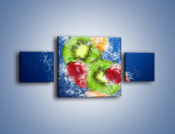 Obraz na płótnie – Soczyste kawałki owoców w wodzie – trzyczęściowy JN023W4