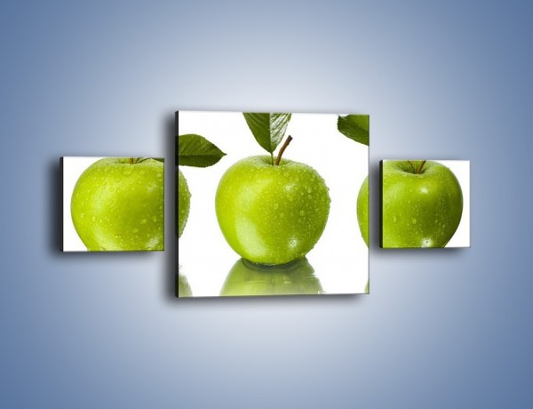 Obraz na płótnie – Świeżo umyte zielone jabłka – trzyczęściowy JN047W4