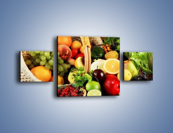 Obraz na płótnie – Kosz pełen owocowo-warzywnego zdrowia – trzyczęściowy JN059W4