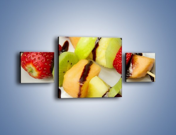Obraz na płótnie – Czekoladowo-owocowe szaszłyki – trzyczęściowy JN112W4