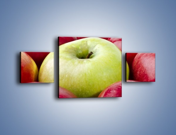Obraz na płótnie – Zielone wśród czerwonych jabłek – trzyczęściowy JN155W4
