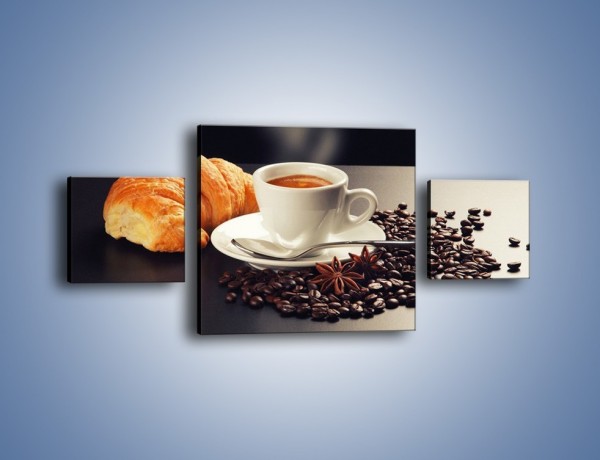 Obraz na płótnie – Rogalik z kawą – trzyczęściowy JN278W4